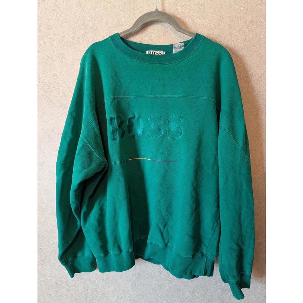 BOSS green logo Vintage cotton crewneck sweatshirt sz M